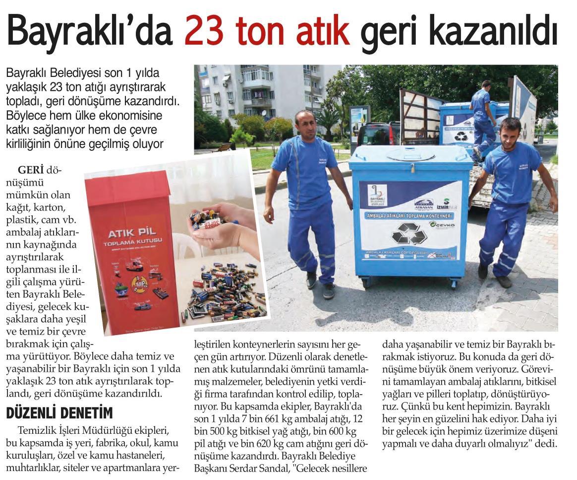 Bayraklı'da 23 Ton Atık Geri Kazanıldı (9 Eylül)