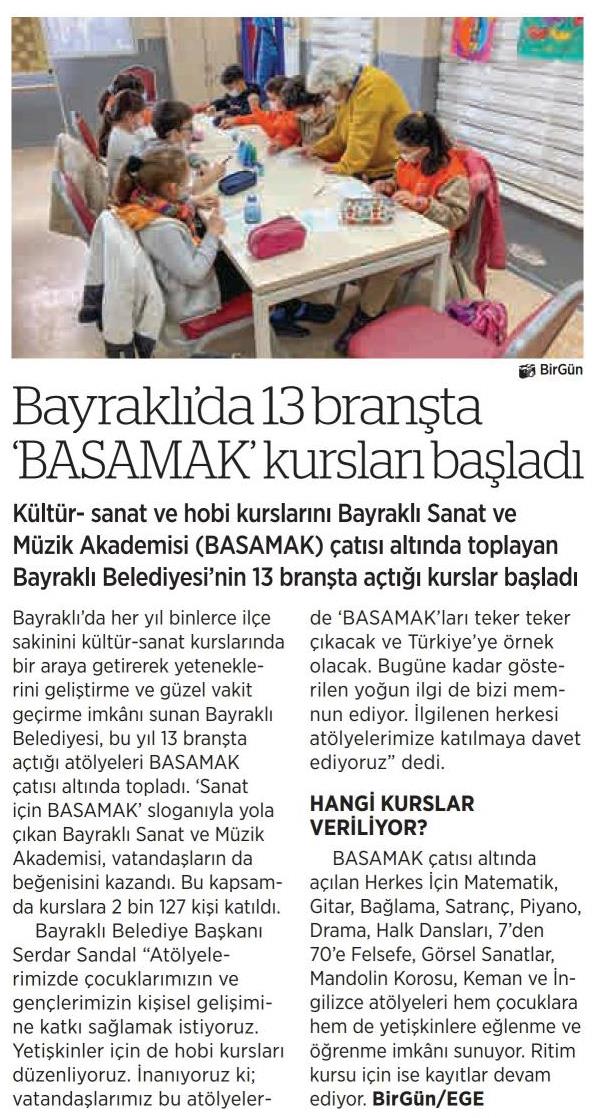 BAYRAKLI'DA 13 BRANŞTA BASAMAK KURSLARI BAŞLADI