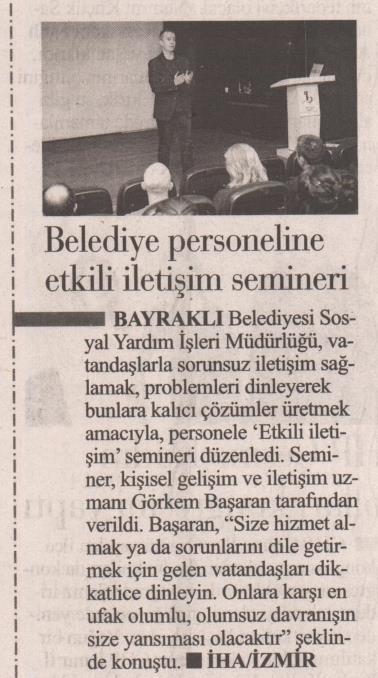 BELEDİYE PERSONELİNE ETKİLİ İLETİŞİM SEMİNERİ (İLKSES)